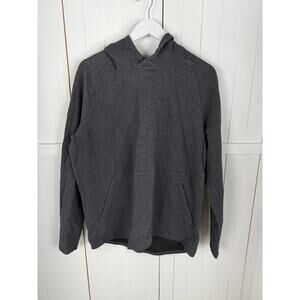 Lululemon Men's L Gray/Black Pullover Hoodie - Cotton/Polyester